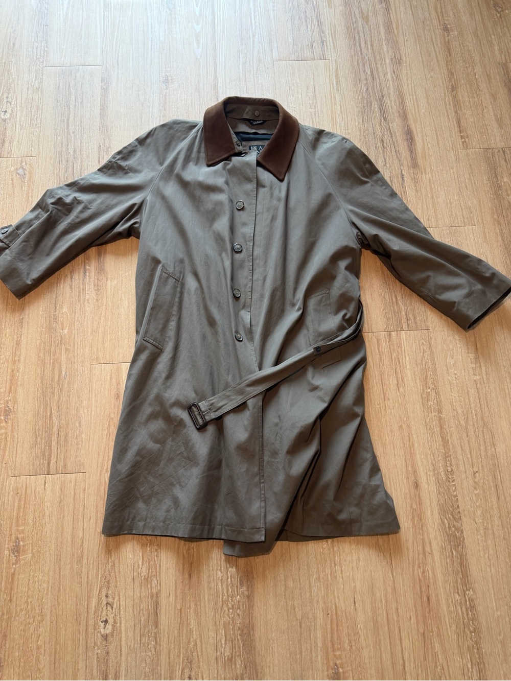 Jos A Bank Mens Trench Coat Raincoat Belted Brown Tan Classic Long Overcoat